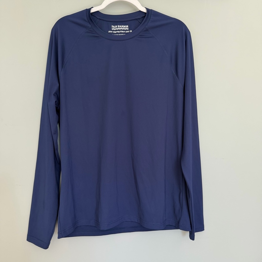 Fair Harbor Anchor Sun Protection 50 Navy Blue Swim Rash Guard Long Sleeve Shirt
